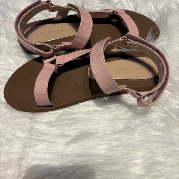Stuart Weitzman Vail Croc Leather Slingback Sandals Pink NEW Women’s Size 10 - Picture 6 of 8